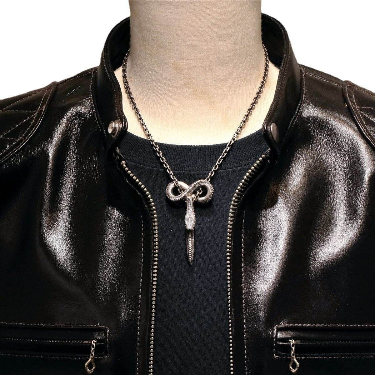 Mens Fashion Casual Personality Infinite Snake Scale Pendant Necklace - Mubimart