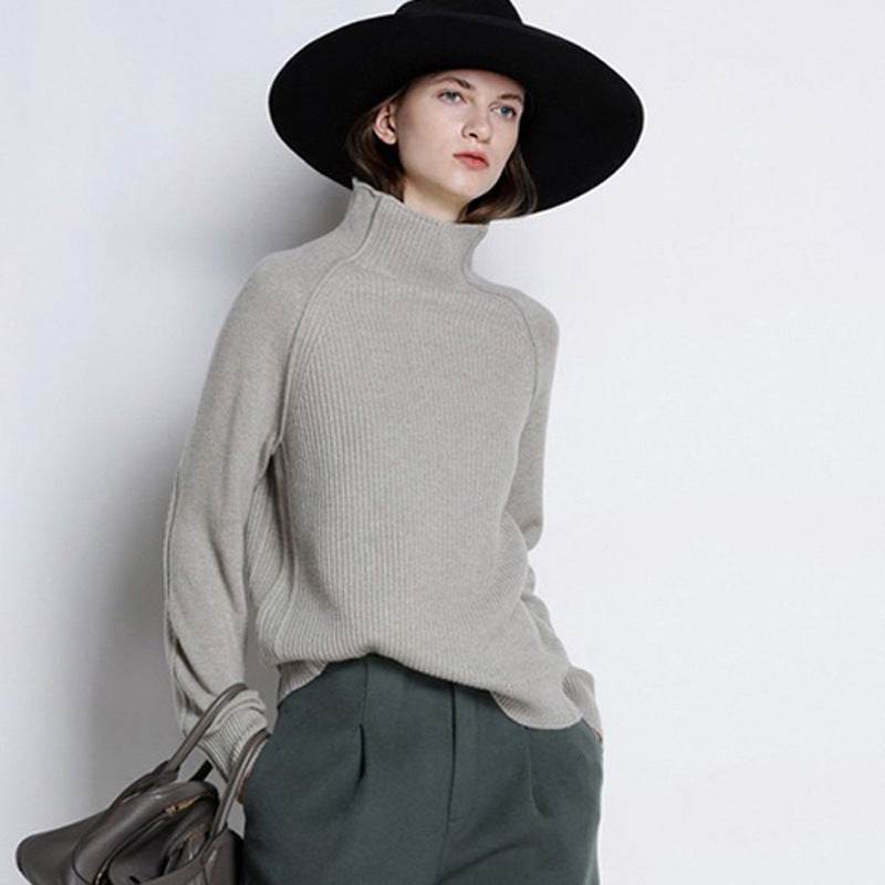 Turtleneck Cardigan Women's Loose Sweater Lazy Style Large Size Sweater - Mubimart