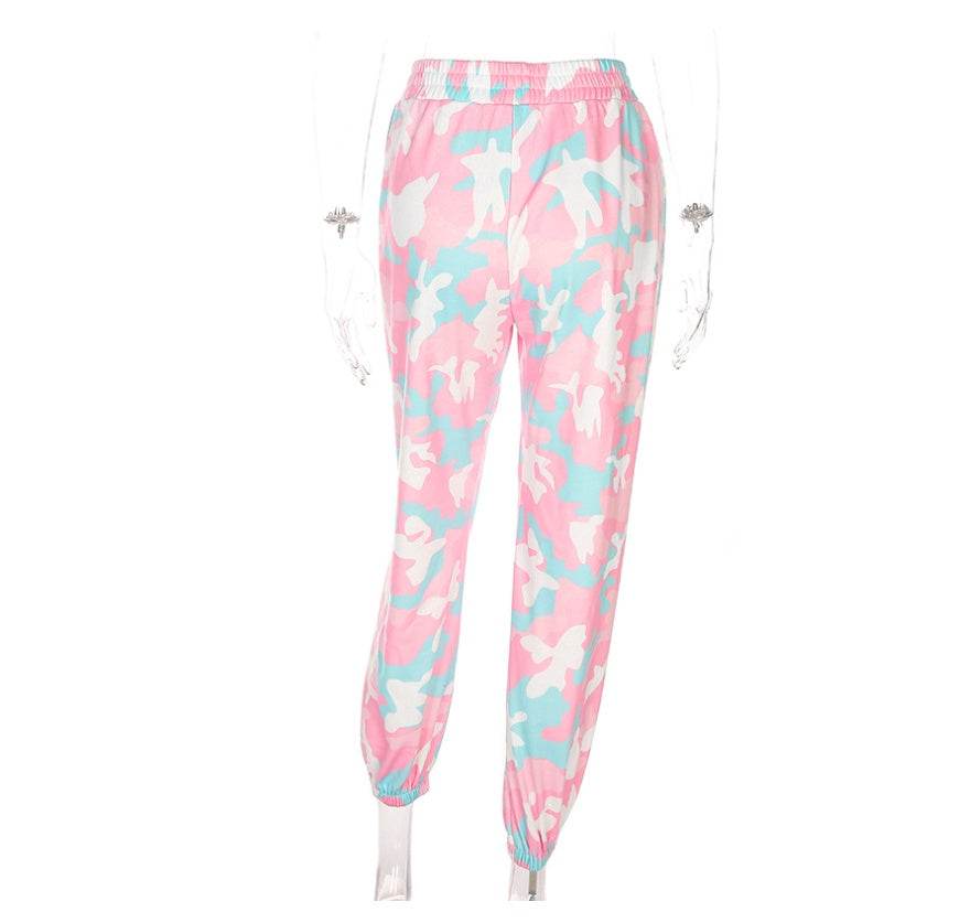 NCLAGEN New Women Camouflage Print Trousers Loose Harem Camo Pants Spring High Waist Casual Joggers Elastic Sweatpants - Mubimart