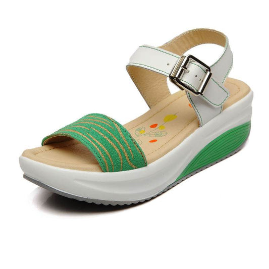 Leather sandals flat heel flat heel - Mubimart