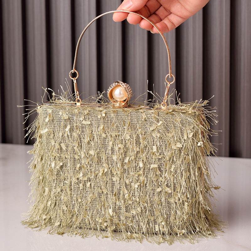 Tassel Handbags Women Dress Party Evening Bag Fashion Luxury Designer Square Bags Crossbody Shoulder Bag Ladies - Mubimart