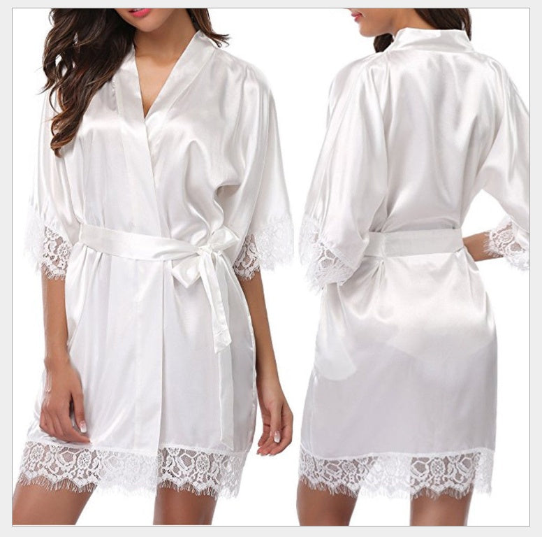 Sexy Faux Ice Silk Plus Size Nightgown - Mubimart -  