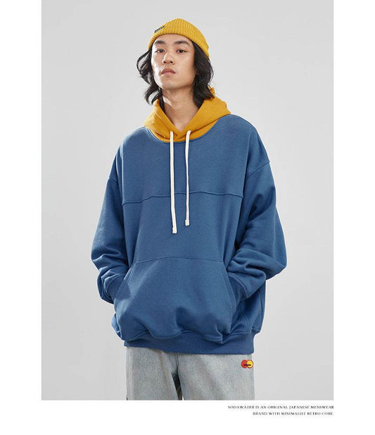 Hooded Sweatshirt Colorblock Patch Sweatshirt - Mubimart