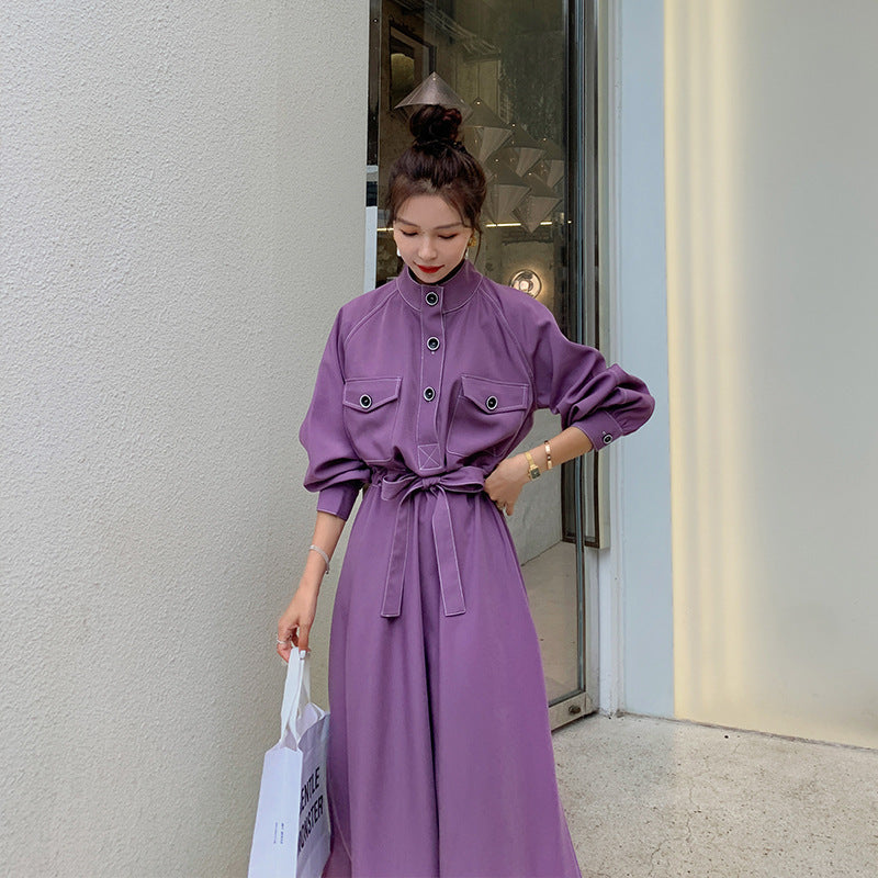 Purple shirt dress - Mubimart - Shirt Dress 