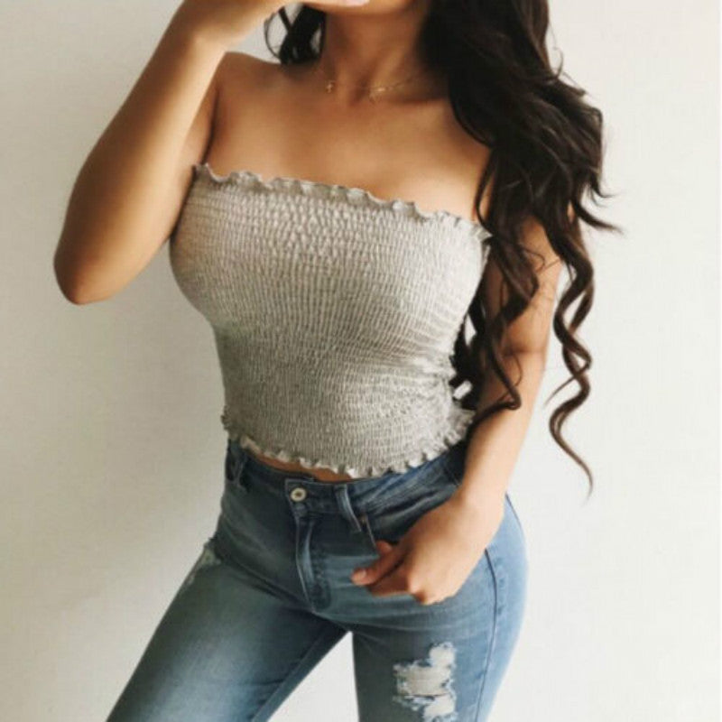 Sexy Fashion Summer Skinny Women Sleeveless Crop Tops Backl - Mubimart -  