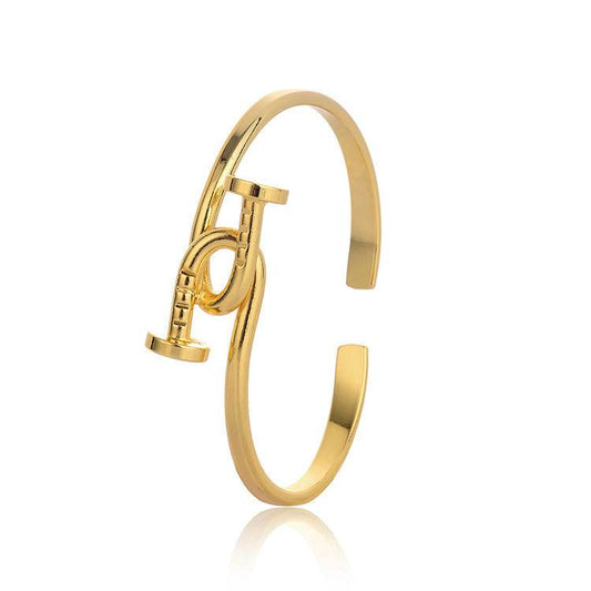 Rose Gold oval bangle bracelet - Mubimart