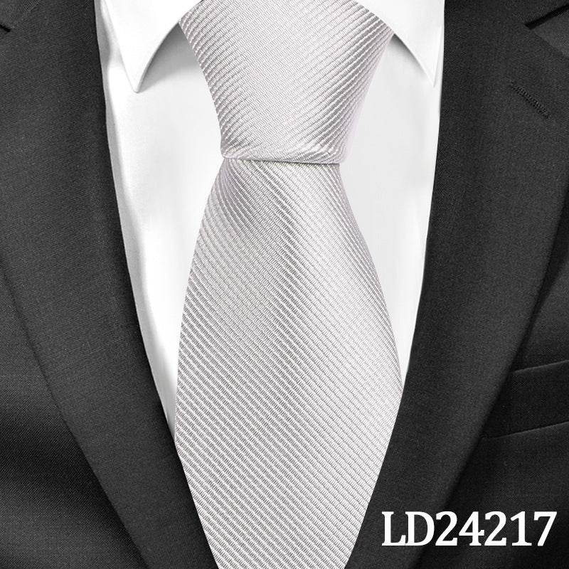 Pinstripe Classic Plain Polyester Tie Set Fashion 6cm Solid Color Linen Cotton Necktie Bright Ties Pin Clips Clasp Colourful For Men's Clothing Accessories - Mubimart