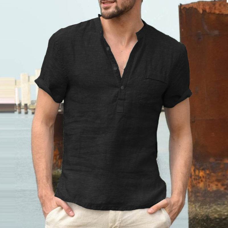 Casual linen polo shirt - Mubimart