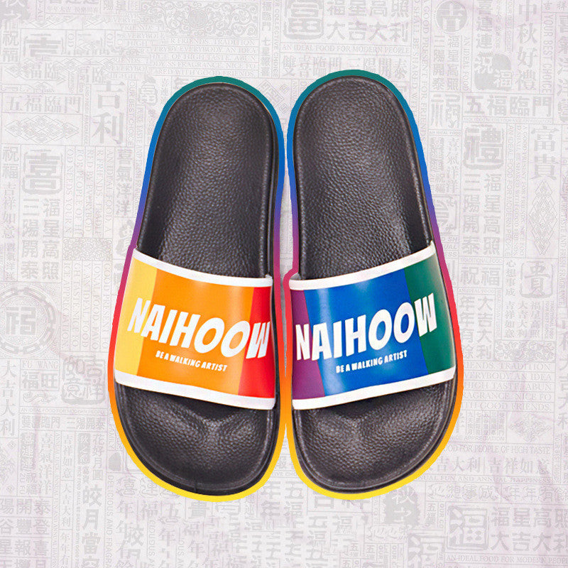 Rainbow plastic slippers women - Mubimart - Womens Platform Slipper 