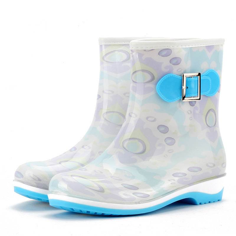 Rain boots warm mid tube snow boots - Mubimart