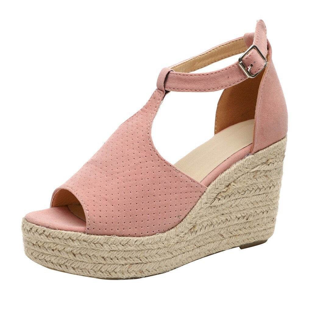 Straw wedge sandals - Mubimart