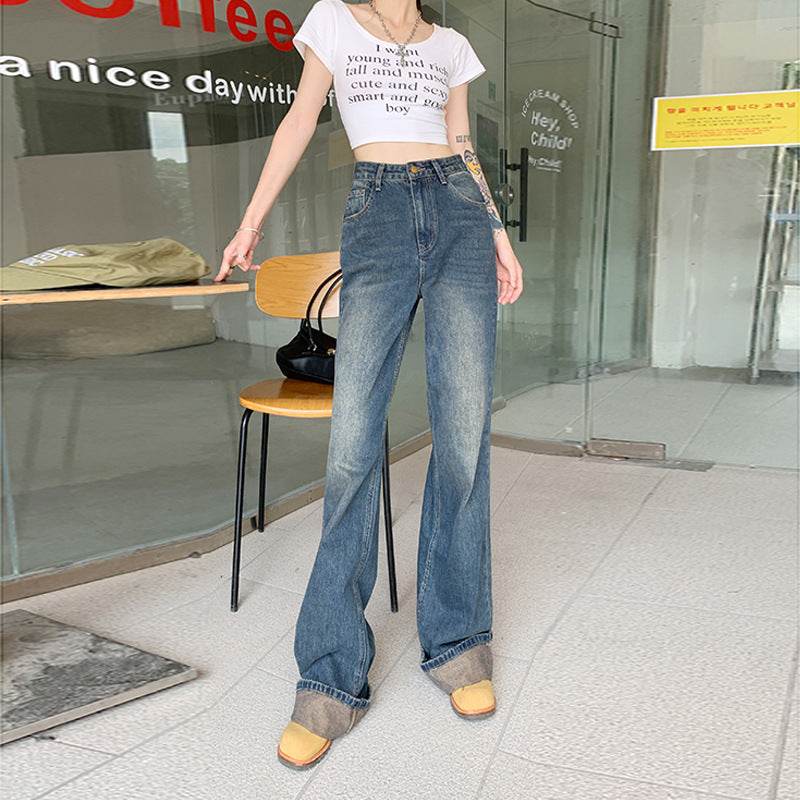 Women's Summer Loose Straight Flared Jeans - Mubimart