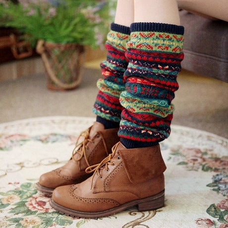 Warm thick cotton socks color knee pads boots socks - Mubimart -  