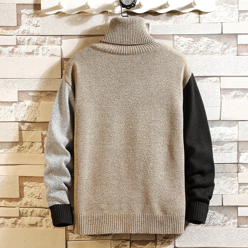 Loose Turtleneck Color-Block Pullover Sweater Plus Size Fashion Trend Casual Sweater