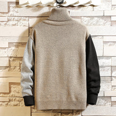 Loose Turtleneck Color-Block Pullover Sweater Plus Size Fashion Trend Casual Sweater