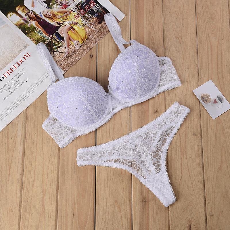 Thong Lace Bra Sexy Lingerie Bra Set - Mubimart -  