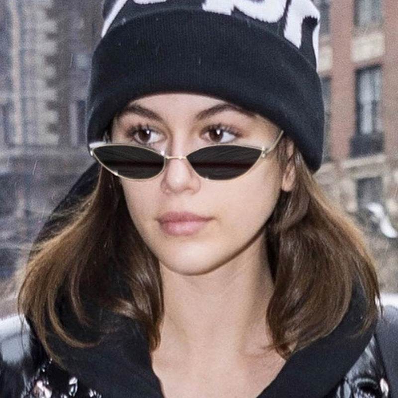 New Cute Sexy Sunglases Retro Cat Eye Sunglasses Women Metal Triangle Vintage Cateye Sun Glasses Female - Mubimart