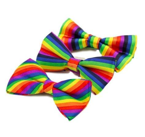 Fashion Colorful Rainbow Striped Bowties For Groom Men Women Wedding Party Leisure Gravatas Cravat Bowtie Tuxedo Bow Ties - Mubimart