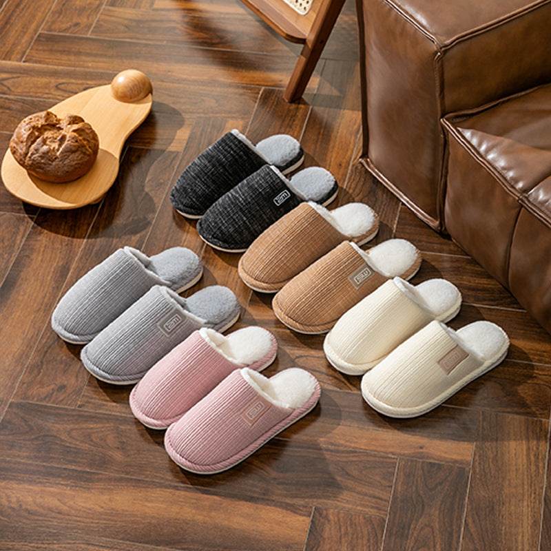 Fashion Indoor Home Slippers Non-slip Floor Shoes For Women Men Soft Bottom Velvet Fur Slides House Shoes Bedroom Slipper - Mubimart