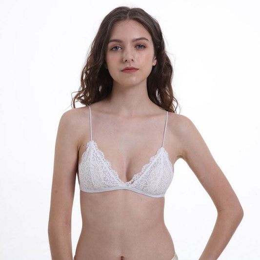 Women's Thin French Lace Wireless Bra - Mubimart