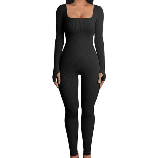 Seamless Jumpsuit Long Sleeve Shapewear Hip Lift Yoga Jumpsuit Sports Jumpsuit Bodysuits - Mubimart