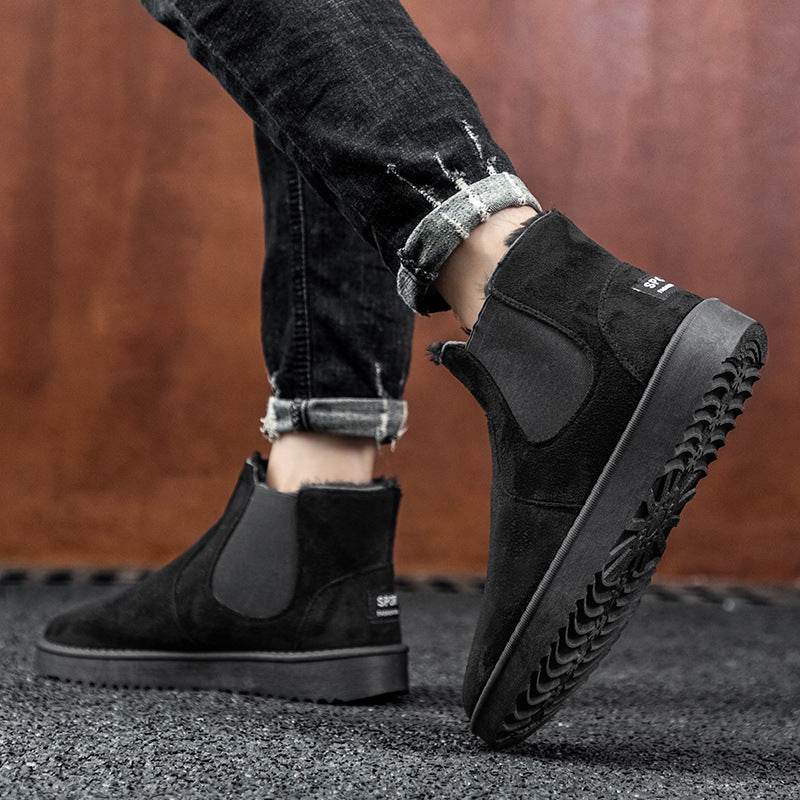 Boots Shoes New Winter Male Boots for Men Leather Ankle Boots Man Booties Footwear Outdoor Boots Shoe Warm Fur - Mubimart