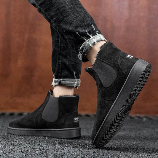 Boots Shoes New Winter Male Boots for Men Leather Ankle Boots Man Booties Footwear Outdoor Boots Shoe Warm Fur - Mubimart