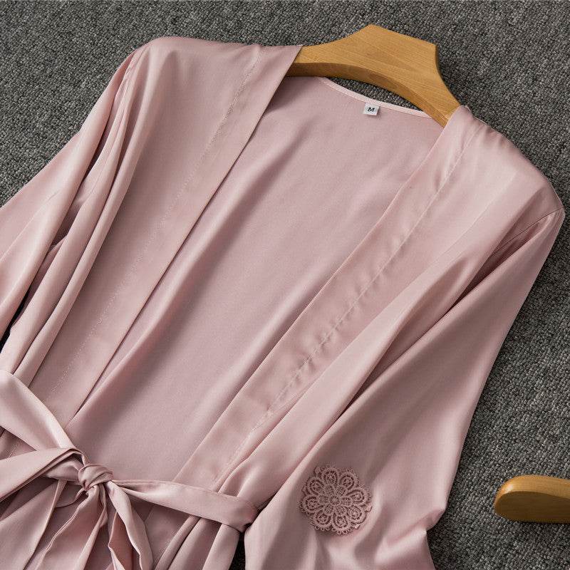Nightgown with floral sleeves - Mubimart
