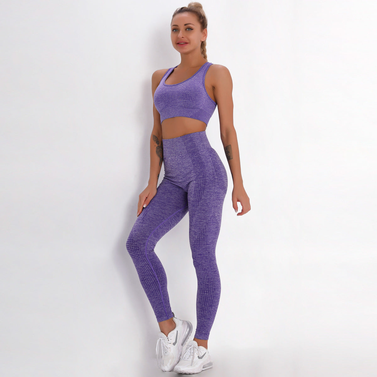 Seamless knitted yoga workout clothes - Mubimart -  