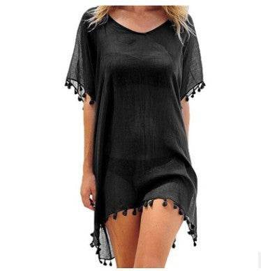 Women Blouses Loose Chiffon Dress Summer Beach Tunic Cover-Up Shirt - Mubimart
