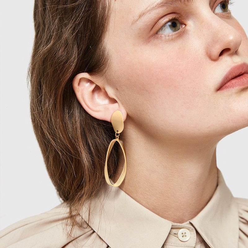 Women's matte metal hoop earrings - Mubimart