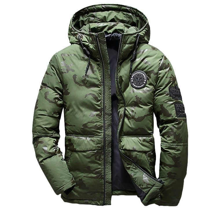 Camouflage Men's Winter Jacket Coat Hooded Casual Slim Down Parka Autumn Camo Windproof Warm Mens Overcoat