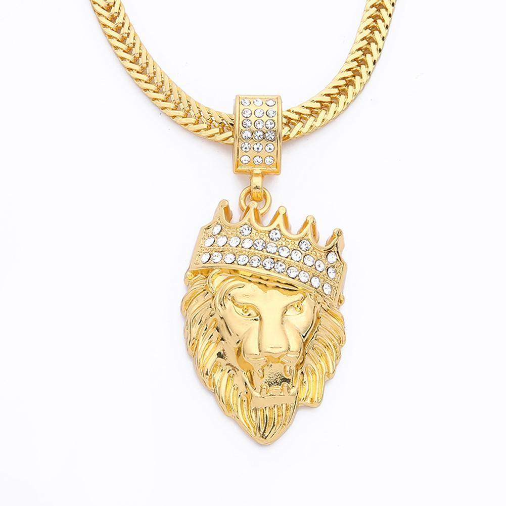 Men Lion Head Pendant Necklace - Mubimart