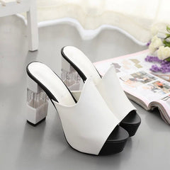 Block high heel platform sandals