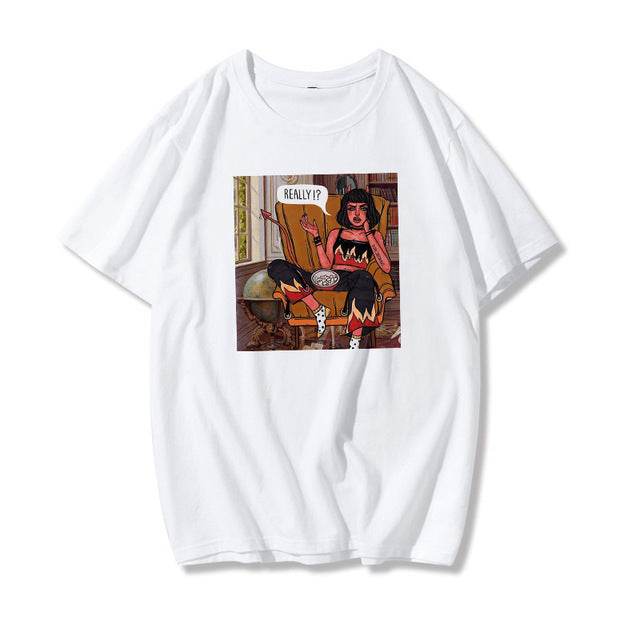 Retro BF Plus Size Loose Top Women's Fashion T-shirt - Mubimart