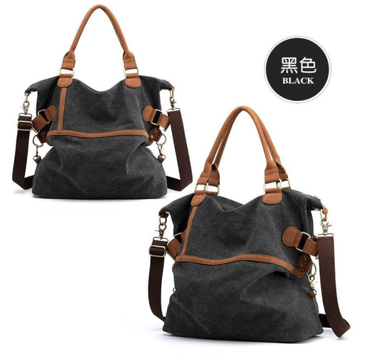 New Leisure Women Cotton Canvas Shoulder Bags High Quality Handbag Tote Shopping Bag High capacity Retro Canvas tote bag - Mubimart