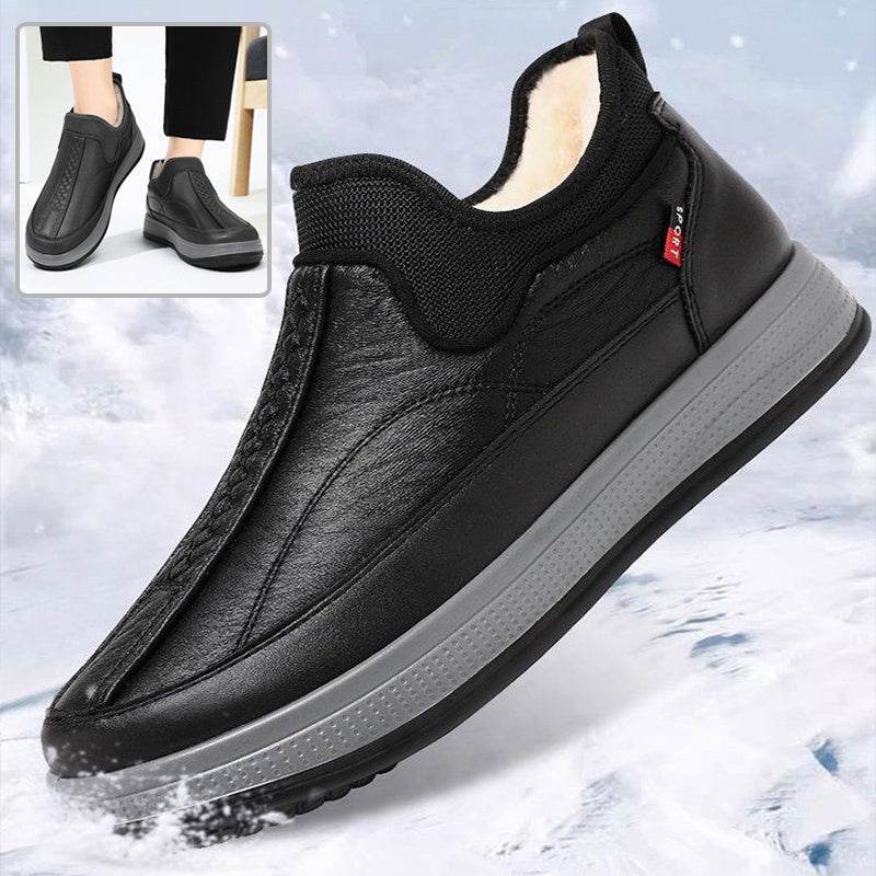Winter Warm Fleece Snow Boots Round-toed Platform Ankle Boot Fashion Simple Non-slip Flat Cotton Shoes Men - Mubimart