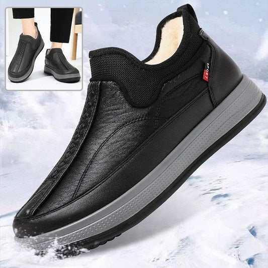 Winter Warm Fleece Snow Boots Round-toed Platform Ankle Boot Fashion Simple Non-slip Flat Cotton Shoes Men - Mubimart