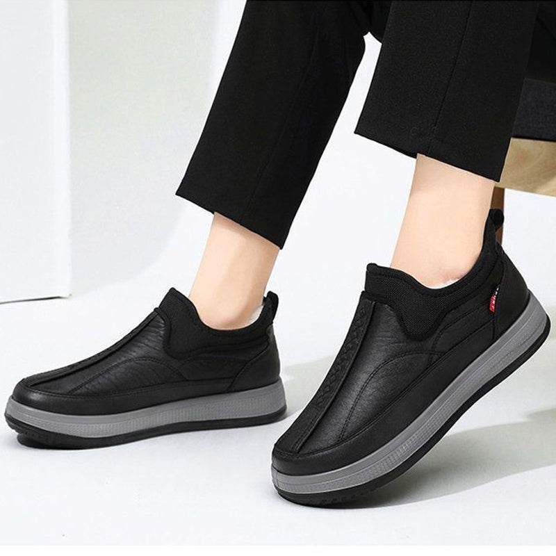 Winter Warm Fleece Snow Boots Round-toed Platform Ankle Boot Fashion Simple Non-slip Flat Cotton Shoes Men - Mubimart