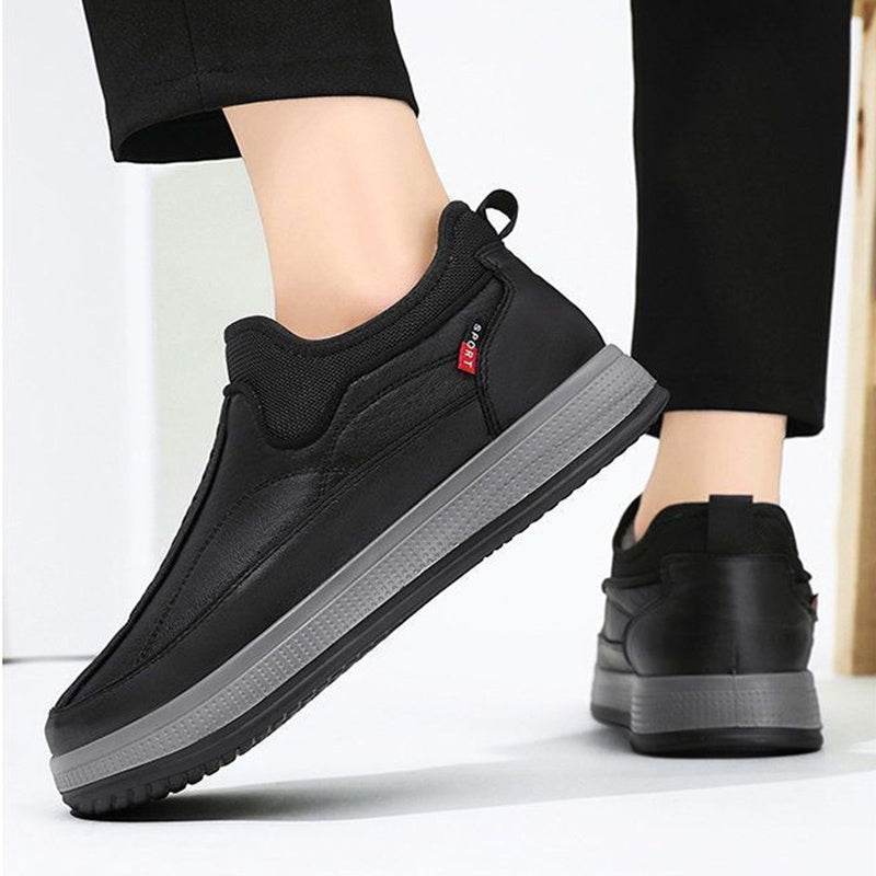 Winter Warm Fleece Snow Boots Round-toed Platform Ankle Boot Fashion Simple Non-slip Flat Cotton Shoes Men - Mubimart