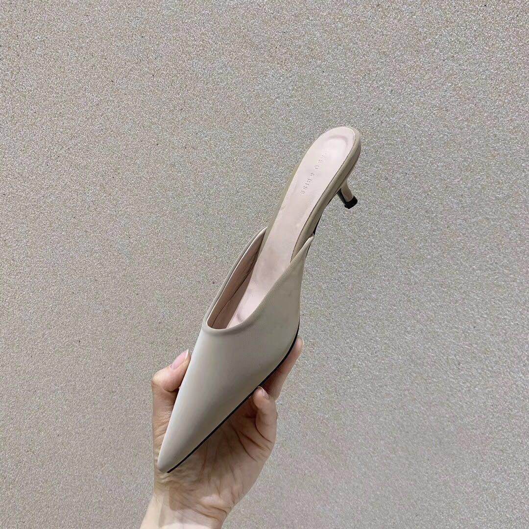 ins trendy pointed toe stiletto mules - Mubimart