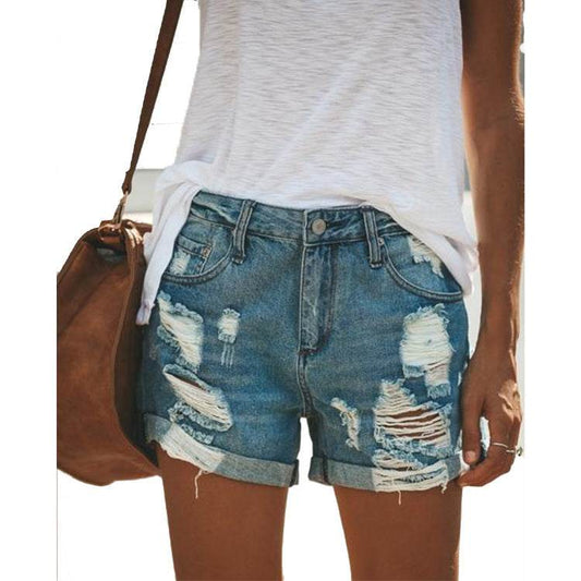 Women denim shorts ripped - Mubimart