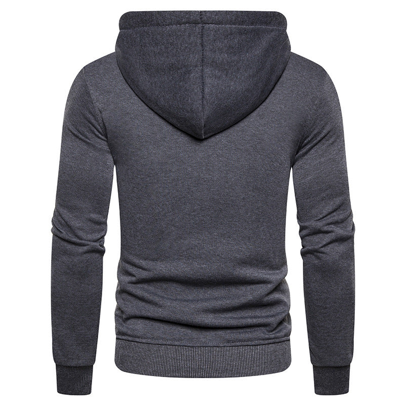 New Simple Splicing Zipper Hooded Long Sleeve Hoodie