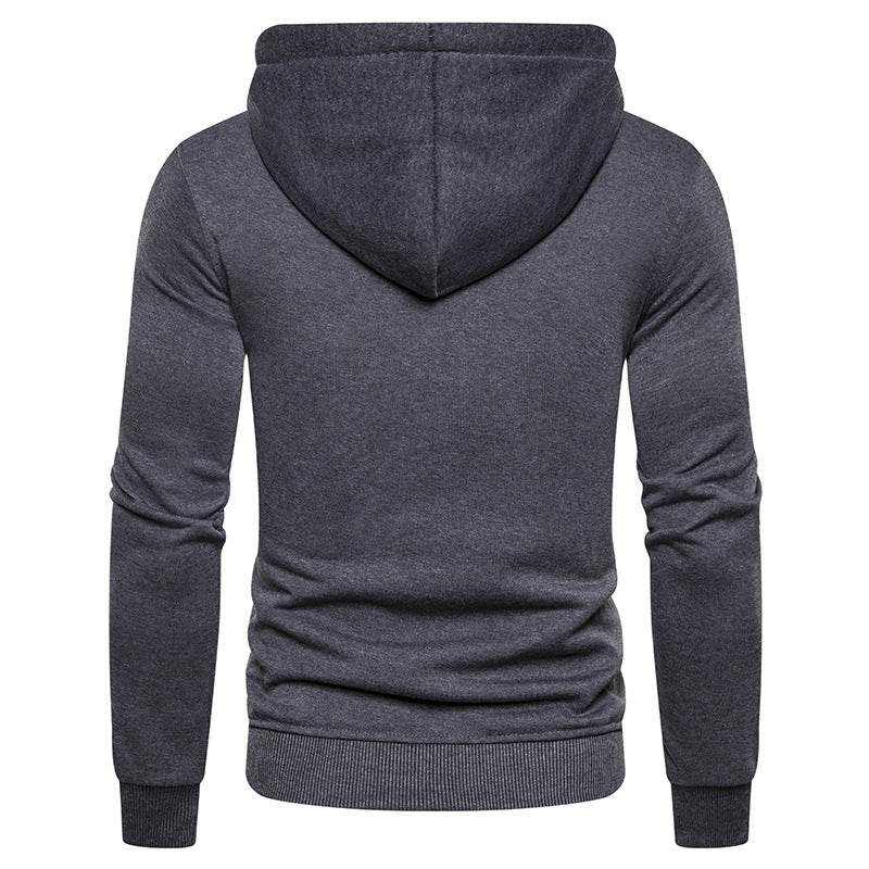 New Simple Splicing Zipper Hooded Long Sleeve Hoodie - Mubimart
