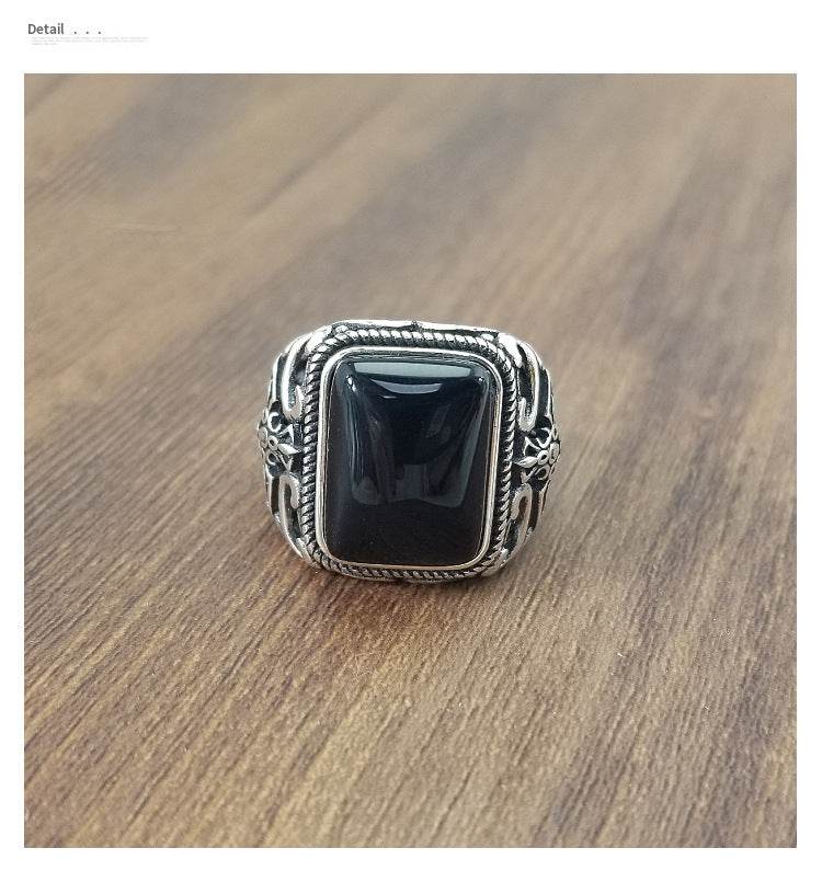 S925 sterling silver ring male ring - Mubimart