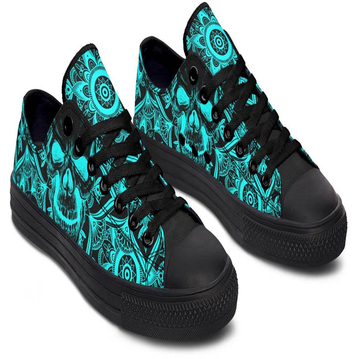 Colorful Gradient Skull High-Top Espadrilles - Mubimart