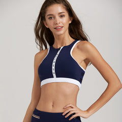 Letter Zip Sports Bra - Mubimart -  