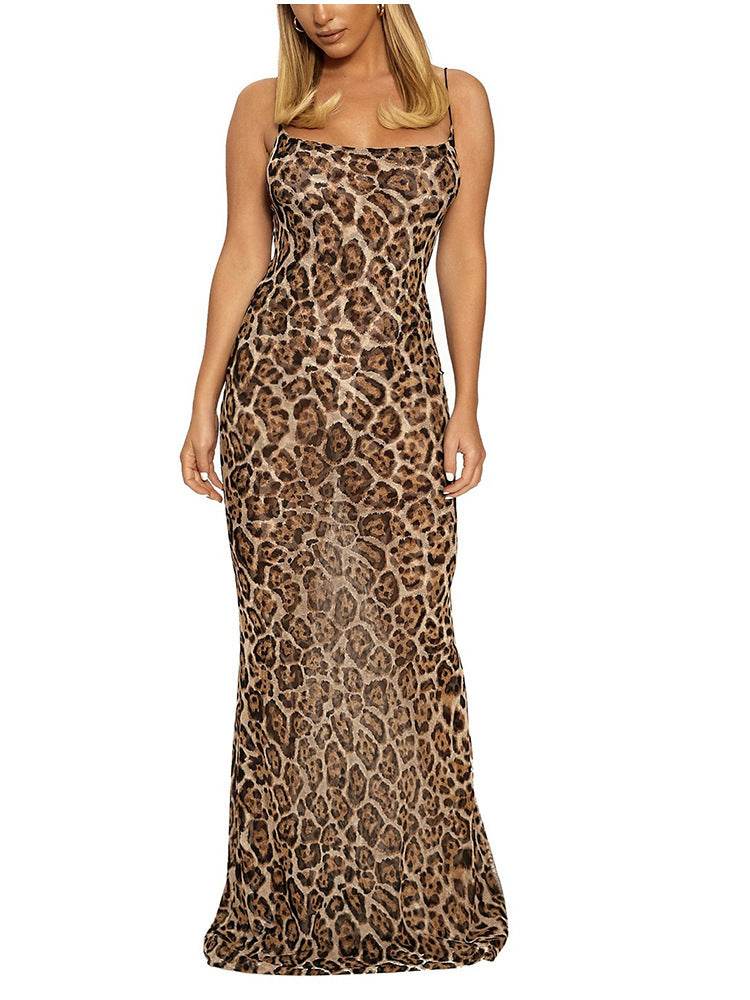 Leopard print camisole dress - Mubimart