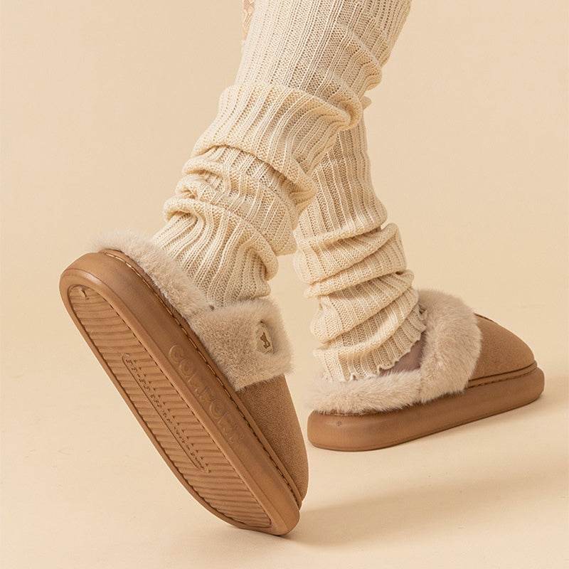 New Plush Slippers For Women Men Winter Warm Home Slipper Indoor Thick-soled Fleece Shoes - Mubimart