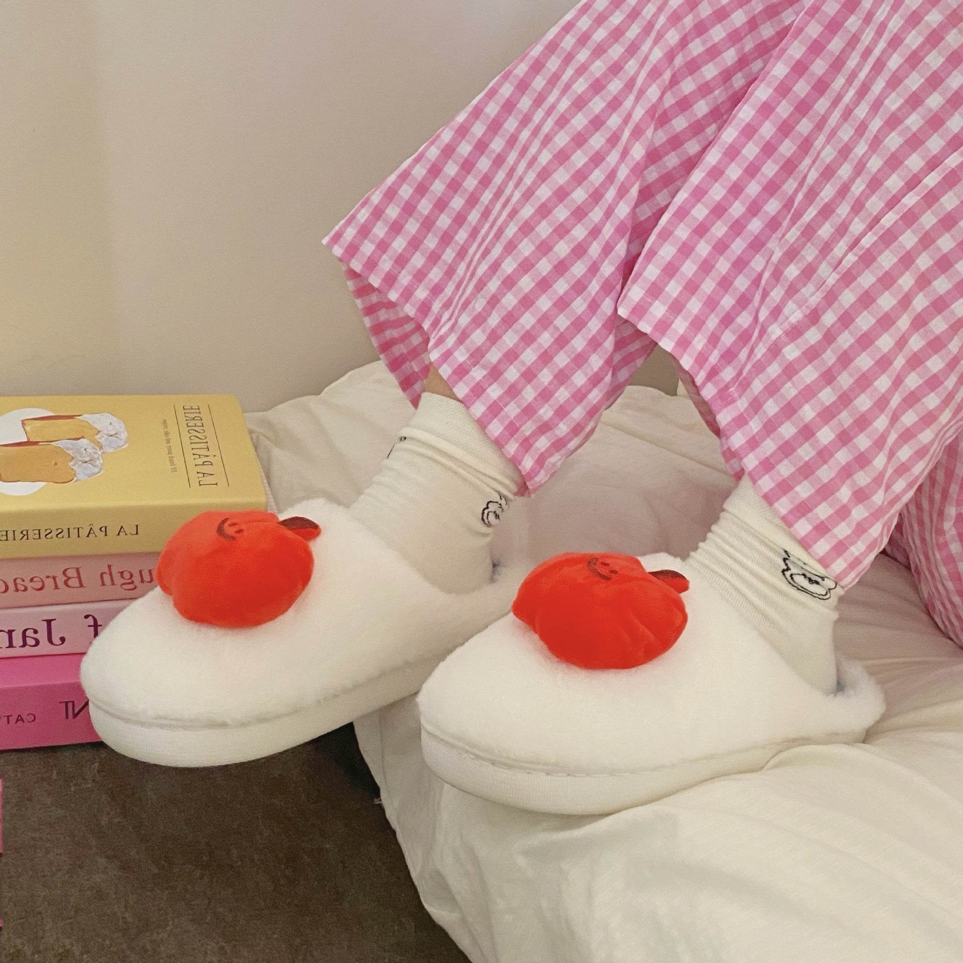 Cute Cartoon Plush Slippers Winter Warm Fleece Shoes Indoor Bedroom Floor Home Slipper For Women - Mubimart